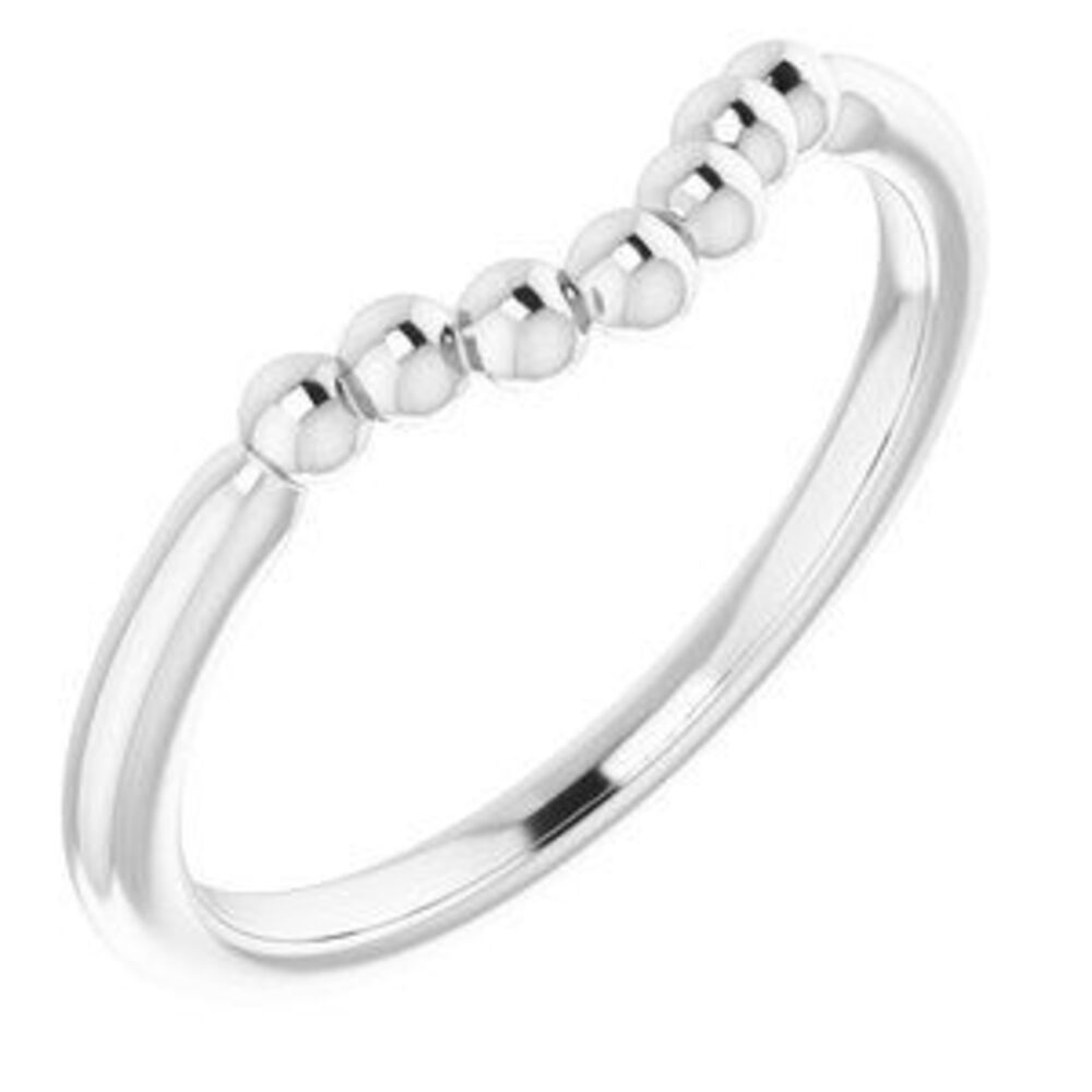 14k White Stackable Beaded Stackable Ring - image 1